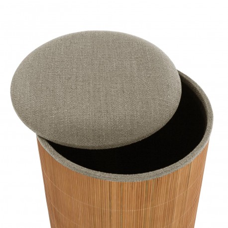SET DE 2 POUFS RANGEMENT GRIS BAMBOU