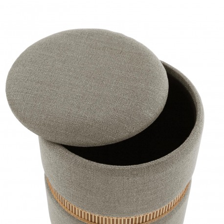 SET DE 2 POUFS RANGEMENT GRIS ANNEAU BAMBOU