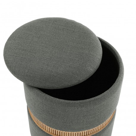 SET DE 2 POUFS RANGEMENT GRIS FONCÉ ANNEAU BAMBOU
