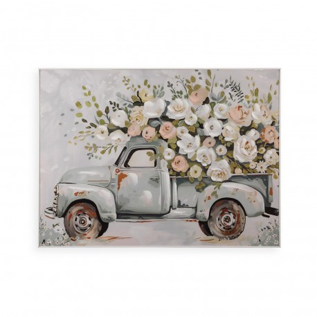 TABLEAU TOILE FLORAL TRUCK 60 X 80