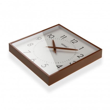 HORLOGE MURALE CARRÉE EFFET BOIS