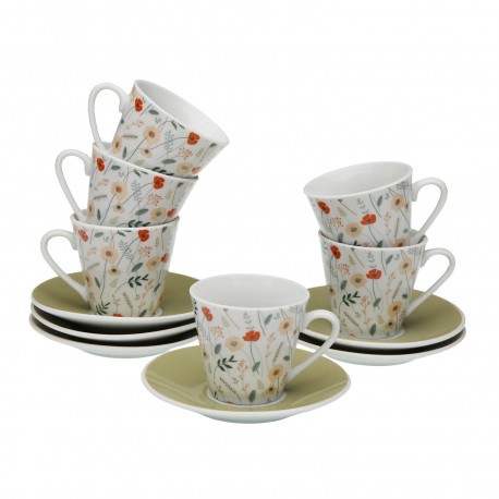 SET 6 TASSES CAFÉ AVEC SOUCOUPE VERDI