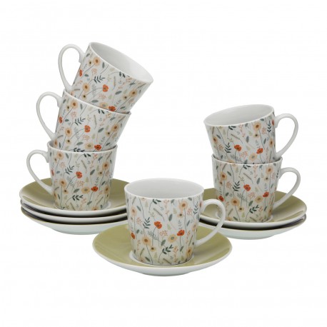SET 6 TASSES THÉ AVEC SOUCOUPE VERDI