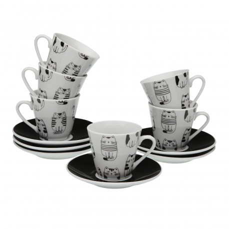 SET 6 TASSES CAFÉ AVEC SOUCOUPE GATTO