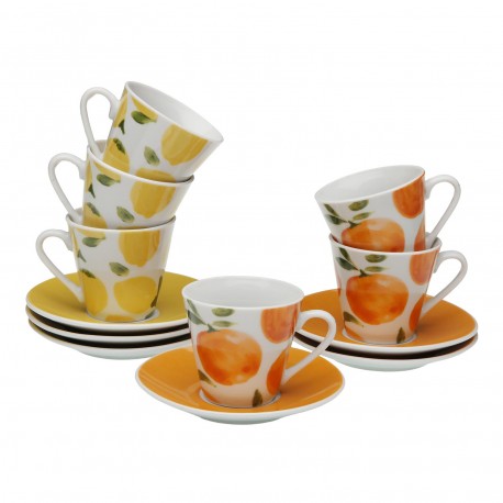 SET 6 TASSES CAFÉ CITRONS ORANGES