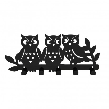 PORTE-MANTEAU HIBOUX FAMILLE NOIR