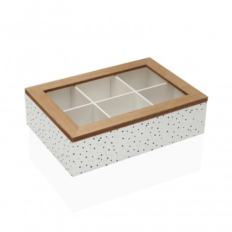 BOÎTE À THÉ BOIS 6 COMP. SPECKLE
