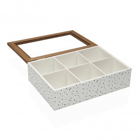 BOÎTE À THÉ BOIS 6 COMP. SPECKLE