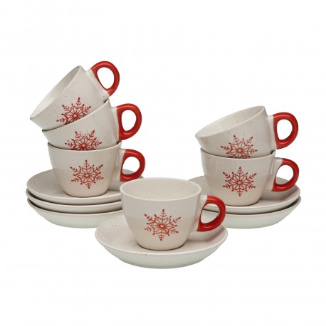 SET 6 TASSES CAFÉ AVEC SOUCOUPE YULE