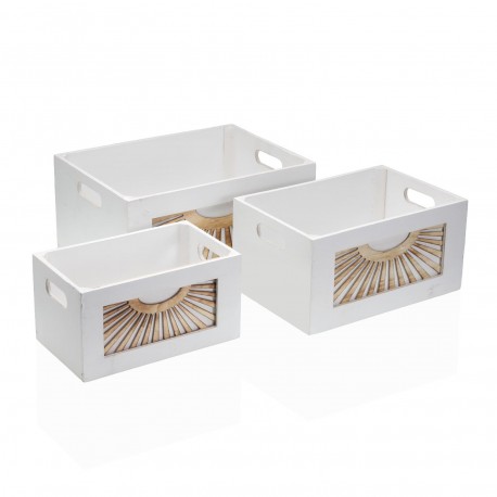 SET 3 BOÎTES BOIS ADDA BLANC