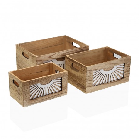 SET 3 BOÎTES BOIS ADDA MARRON