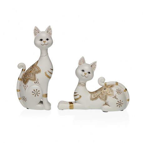 STATUETTE CHAT BLANC 20X14,5CM