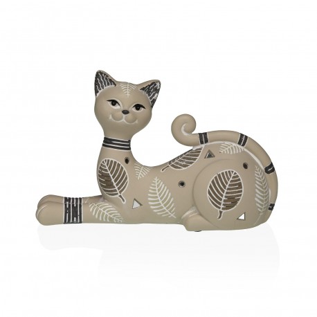 STATUETTE CHAT BEIGE 20X14,5CM