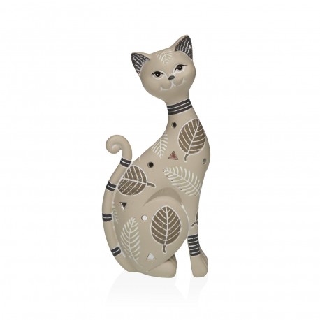 STATUETTE CHAT BEIGE 10,5X22,5CM