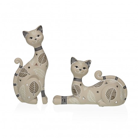 STATUETTE CHAT BEIGE 10,5X22,5CM