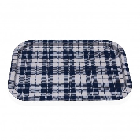 PLATEAU MÉTAL VICHY BLEU