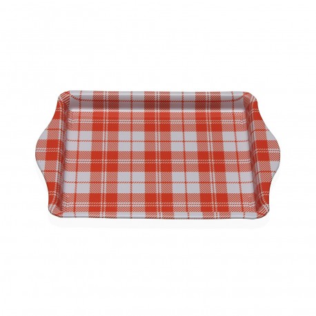 PLATEAU MÉTAL AVEC POIGNÉES VICHY ORANGE