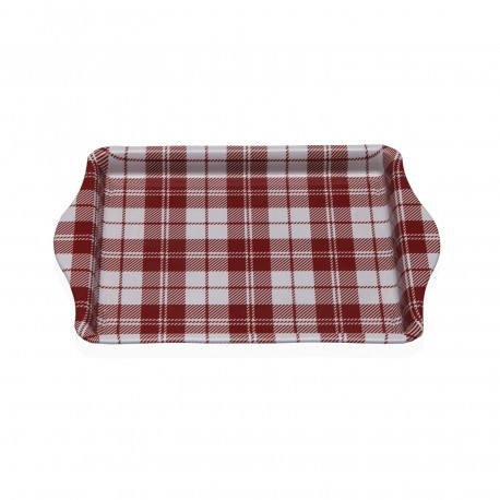 PLATEAU MÉTAL AVEC POIGNÉES VICHY ROUGE