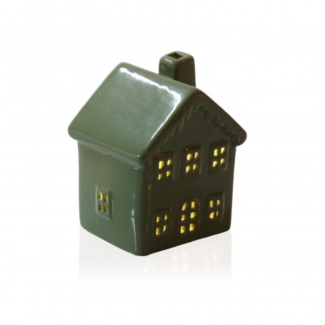 STATUETTE CÉRAMIQUE LED MAISON VERTE