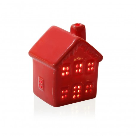 STATUETTE CÉRAMIQUE LED MAISON ROUGE
