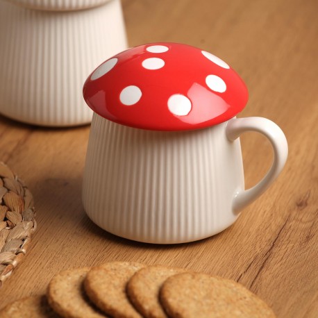 TASSE AVEC COUVERCLE CHAMPIGNON ROUGE
