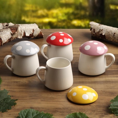 TASSE AVEC COUVERCLE CHAMPIGNON GRIS