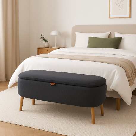 BANC DE LIT MANIKO GRIS FONCÉ
