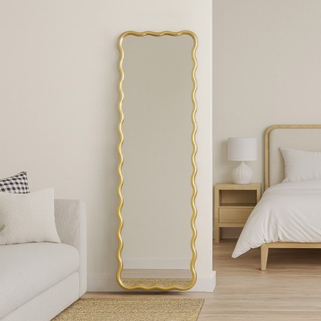MIROIR CADRE DORÉ ONDULÉ