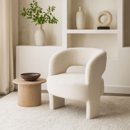 FAUTEUIL NASSER EN LAINE BLANC FAUTEUIL NASSER EN LAINE BLANC