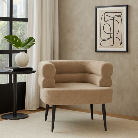FAUTEUIL NEMI EN LAINE BEIGE FAUTEUIL NEMI EN LAINE BEIGE