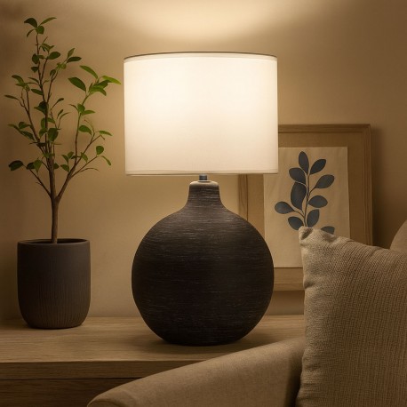 LAMPE DE TABLE CÉRAMIQUE DEWAS NOIRE LAMPE DE TABLE CÉRAMIQUE DEWAS NOIRE