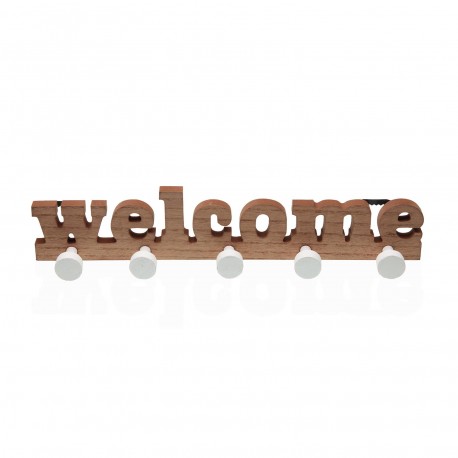 PORTE-MANTEAU MURAL 5 CROCHETS "WELCOME"