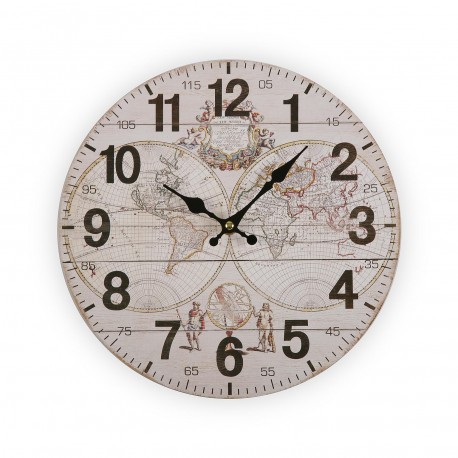 HORLOGE EN BOIS WORLD 28CM