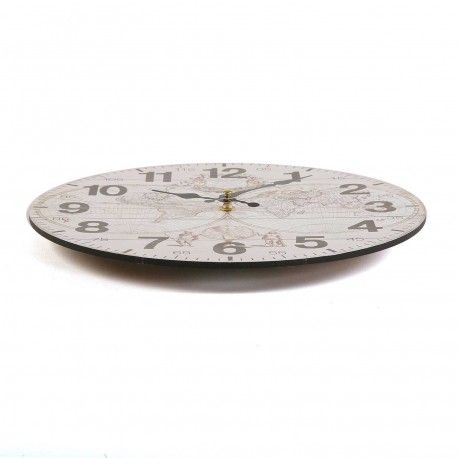 HORLOGE EN BOIS WORLD 28CM