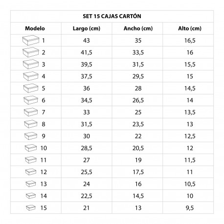 SET 15 BOÎTES