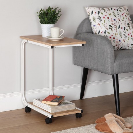 TABLE D'APPOINT BL. A/ ROUES