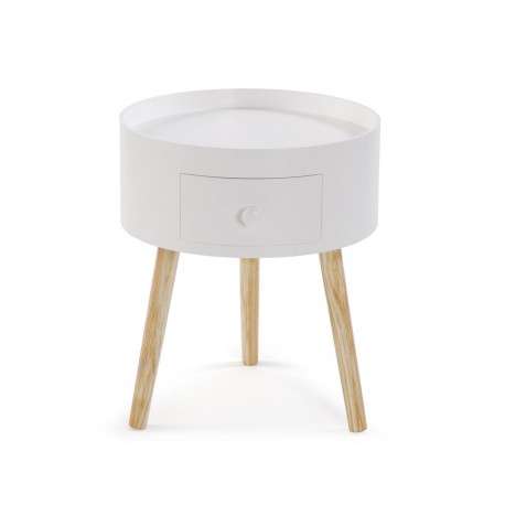 TABLE DE CHEVET RONDE BLANCHE
