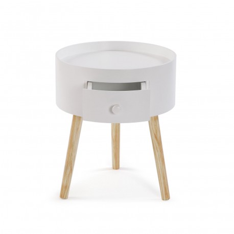 TABLE DE CHEVET RONDE BLANCHE