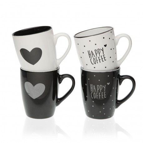 ASSORT. TASSES COEUR BLACK/WHI