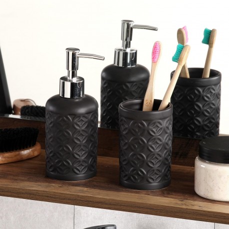SET VERRE/DISTRIBUTEUR NOIR