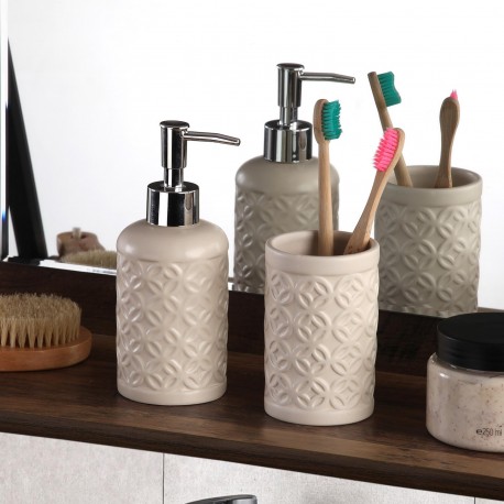 SET VERRE/DISTRIBUTEUR BEIGE