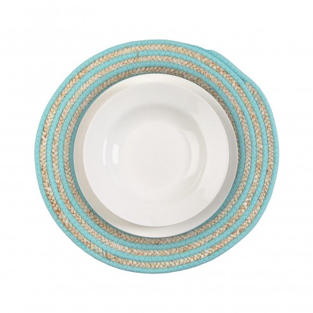 DESSOUS DE PLAT ROND AIGUE-MARINE