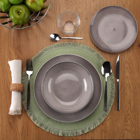 VAISSELLE 18 PIÈCES PIA GRIS F