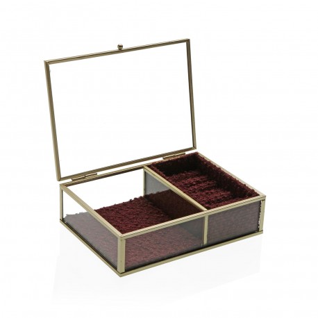 BOÎTE À BIJOUX VERRE BORD DORÉ 18X13 BOÎTE À BIJOUX VERRE BORD DORÉ 18X13