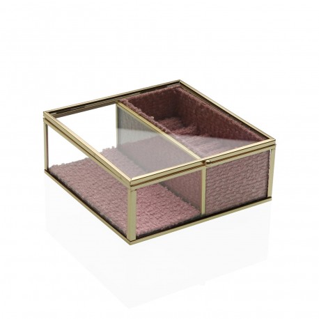 BOÎTE À BIJOUX VERRE BORD DORÉ 15X15 BOÎTE À BIJOUX VERRE BORD DORÉ 15X15