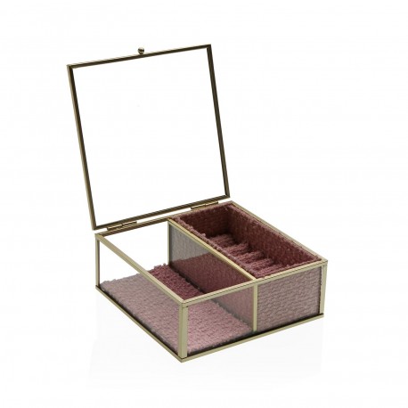 BOÎTE À BIJOUX VERRE BORD DORÉ 15X15 BOÎTE À BIJOUX VERRE BORD DORÉ 15X15