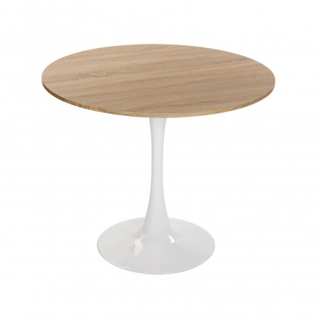 TABLE BLANCHE ET BOIS MEERA 100 CM