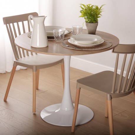 TABLE BLANCHE ET BOIS MEERA 100 CM