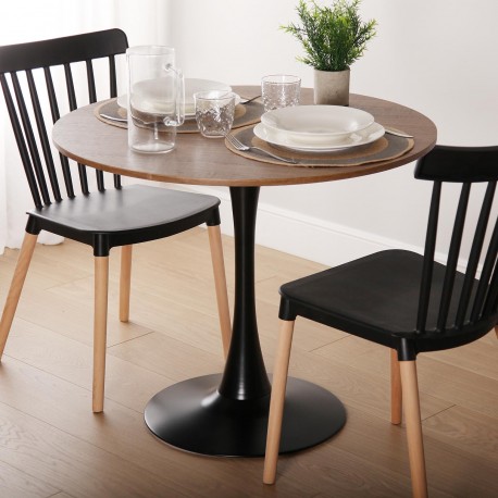 TABLE NOIRE ET BOIS MEERA 100 CM