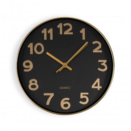 HORLOGE MURALE NOIRE "GOLDEN NUMBERS" 30 CM
